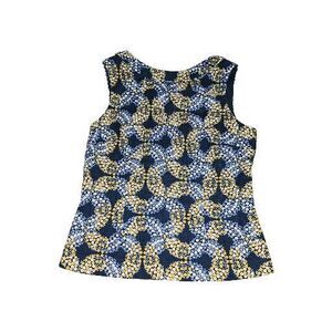 Boden Blue and Yellow Floral Martha Sleeveless Business Casual Cotton Top Sz 10